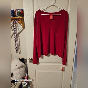 Oscar De La Renta WOMAN Comfort Stretch Red Blouse Plus Size 3X